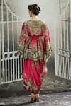 Shop_Rajdeep Ranawat_Fuchsia Modal Satin Printed Garden Leila Border Draped Skirt_at_Aza_Fashions