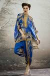 Buy_Rajdeep Ranawat_Blue Silk Printed Floral Band Collar Chanel Tunic