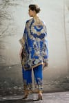 Shop_Rajdeep Ranawat_Blue Silk Printed Flower Band Collar Chanel Tunic_at_Aza_Fashions
