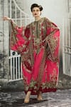 Buy_Rajdeep Ranawat_Pink Silk Print Vintage Clover V Neck Beatrice Flora Kaftan 