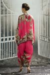 Shop_Rajdeep Ranawat_Pink Silk Print Flora Treasure Band Collar Chanel Tunic_at_Aza_Fashions