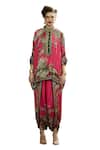 Buy_Rajdeep Ranawat_Pink Silk Print Flora Treasure Band Collar Chanel Tunic_Online_at_Aza_Fashions