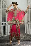 Buy_Rajdeep Ranawat_Pink Silk Print Flora Treasure Band Collar Chanel Tunic
