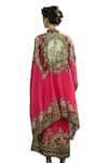 Buy_Rajdeep Ranawat_Pink Silk Print Greek Bloom Band Collar Dakota Asymmetric Tunic 