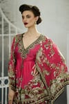 Shop_Rajdeep Ranawat_Pink Silk Print Blossom Crest V Neck Parma Tunic 