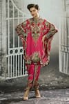 Buy_Rajdeep Ranawat_Pink Silk Print Floral Mandarin Collar Mabel Ecstasy Tunic _at_Aza_Fashions