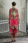 Shop_Rajdeep Ranawat_Pink Silk Print Floral Mandarin Collar Mabel Ecstasy Tunic _at_Aza_Fashions