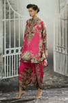 Shop_Rajdeep Ranawat_Pink Silk Print Floral Mandarin Collar Mabel Ecstasy Tunic _Online_at_Aza_Fashions