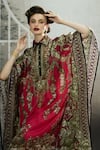 Buy_Rajdeep Ranawat_Pink Silk Print Bloom Garden Collar Neck Sharifa Kaftan 