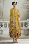 Buy_Rajdeep Ranawat_Yellow Silk Print Iris Florence Round Neck Caprice Asymmetric Tunic _Online_at_Aza_Fashions