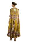 Rajdeep Ranawat_Yellow Silk Print Iris Florence Round Neck Caprice Asymmetric Tunic _at_Aza_Fashions