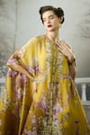 Shop_Rajdeep Ranawat_Yellow Silk Print Iris Florence Round Neck Caprice Asymmetric Tunic 