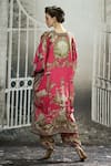 Shop_Rajdeep Ranawat_Pink Silk Print Garden V Neck Gufrina Kaftan _at_Aza_Fashions