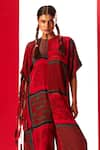 Buy_LABEL SHRISTI CHETANI_Red Crepe Printed Closed Round Neck Box Fit Jumpsuit_Online_at_Aza_Fashions