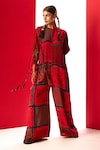 Shop_LABEL SHRISTI CHETANI_Red Crepe Printed Closed Round Neck Box Fit Jumpsuit_Online_at_Aza_Fashions