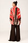 Shop_LABEL SHRISTI CHETANI_Black Crepe Printed Linear Open Neck Jacket And Pant Set _at_Aza_Fashions