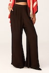 LABEL SHRISTI CHETANI_Black Crepe Printed Linear Open Neck Jacket And Pant Set_Online_at_Aza_Fashions