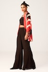 Shop_LABEL SHRISTI CHETANI_Black Crepe Printed Linear Open Neck Jacket And Pant Set _Online_at_Aza_Fashions