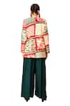 Shop_LABEL SHRISTI CHETANI_Green Crepe Printed Jumpsuit Tube Neck Shirred With Blazer_Online_at_Aza_Fashions