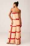 Shop_LABEL SHRISTI CHETANI_Beige Crepe Printed Linear Sweetheart Neck Jumpsuit _at_Aza_Fashions