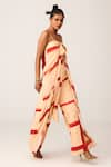 LABEL SHRISTI CHETANI_Beige Crepe Printed Linear Sweetheart Neck Jumpsuit_Online_at_Aza_Fashions