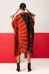 Buy_LABEL SHRISTI CHETANI_Red Crepe Printed Boat Neck Placed Embroidered Kaftan_Online_at_Aza_Fashions