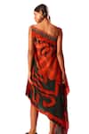 Shop_LABEL SHRISTI CHETANI_Red Crepe Printed Abstract One Shoulder Neck Embroidered Dress_Online_at_Aza_Fashions