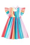 Shop_The Baby Atelier_Multi Color Cotton Striped Frill Sleeve Rainbow Night Dress_at_Aza_Fashions
