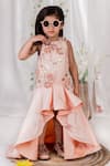 Buy_Toplove_Peach Imported Satin Stretch Embroidered Flowers Royal Trailblazer Gown _at_Aza_Fashions