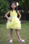 Buy_Toplove_Yellow Net Hand Embroidered Sequins Ruffled Dress _at_Aza_Fashions