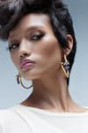 Outhouse_Gold Plated Lapis Lazuli The Sculpt Hoop Earrings _at_Aza_Fashions