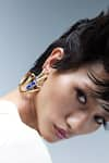 Buy_Outhouse_Gold Plated Lapis Lazuli The Sculpt Hoop Earrings 