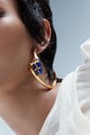 Shop_Outhouse_Gold Plated Lapis Lazuli The Sculpt Hoop Earrings 