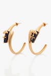 Shop_Outhouse_Gold Plated Lapis Lazuli The Sculpt Hoop Earrings _at_Aza_Fashions