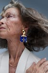 Shop_Outhouse_Gold Plated Lapis Lazuli The Xl Sculpt Earrings _at_Aza_Fashions