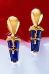 Outhouse_Gold Plated Lapis Lazuli The Sculpt Earrings _Online_at_Aza_Fashions