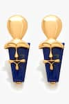 Outhouse_Gold Plated Lapis Lazuli The Sculpt Earrings _at_Aza_Fashions