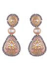 Shop_Just Jewellery_Peach Meenakari Fleur Kundan Danglers _at_Aza_Fashions