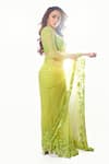 Shop_Premya By Manishii_Green Tulle Embroidery Sequin Sweetheart Floral Border Saree With Corset Blouse _at_Aza_Fashions