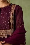 Shop_Sureena Chowdhri_Wine Kurta And Palazzo Silk Chanderi Embroidered Antique Thread Mughal Jaal Set _Online_at_Aza_Fashions