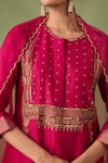 Sureena Chowdhri_Magenta Kurta And Palazzo Silk Chanderi Embroidered Antique Mughal Jaal Work Set _at_Aza_Fashions