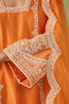 Shop_Sureena Chowdhri_Orange Silk Chanderi Embroidered Pearl Glass Neck Mirage Kurta Set_Online_at_Aza_Fashions
