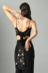 Shop_Fishcanfly_Black Crepe Silk Embroidery Zari Thread Halter Neck Nur Bustier _at_Aza_Fashions