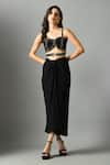 Buy_Fishcanfly_Black Crepe Plain Moonshine Draped Skirt _at_Aza_Fashions