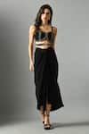 Shop_Fishcanfly_Black Crepe Plain Moonshine Draped Skirt _Online_at_Aza_Fashions