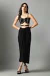 Buy_Fishcanfly_Black Crepe Silk Embroidery Zari Nylah Bustier And Moonshine Draped Skirt Set _at_Aza_Fashions