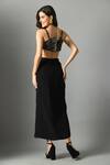 Shop_Fishcanfly_Black Crepe Silk Embroidery Zari Nylah Bustier And Moonshine Draped Skirt Set _at_Aza_Fashions