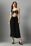 Fishcanfly_Black Crepe Silk Embroidery Zari Nylah Bustier And Moonshine Draped Skirt Set _at_Aza_Fashions