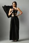 Buy_Fishcanfly_Black Crepe Silk Embroidery Zari Moonshine Pre-draped Saree With Nylah Bustier 