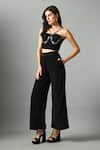 Buy_Fishcanfly_Black Crepe Silk Embroidery Zari Thread Nur Bustier And Moonshine Trouser Set_at_Aza_Fashions